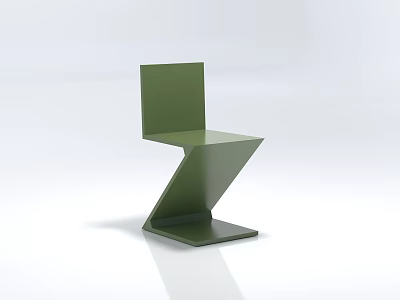 Modern Green Geometric Z Shaped Leisure Chair With Sleek Smooth Surface Design 3d model