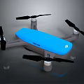 Blue And Gray Drone With Four Propellers And Compact Design