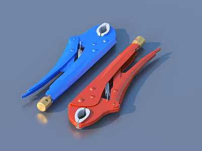 Blue and Red Professional Hardware Pliers with Spring Loaded Handles for DIY Projects 3d model