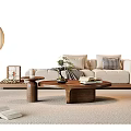 New Chinese-style Song-style Sofa Coffee Table Combination Sofa Stool Leisure Chair Table Lamp 3d model