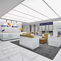 Modern Bank Service Hall Interior With Reception Desk Sofa Seating And Marble Floor