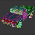 Old Blue Worn Pickup Truck With Cab Cargo Bed And Red Wheels