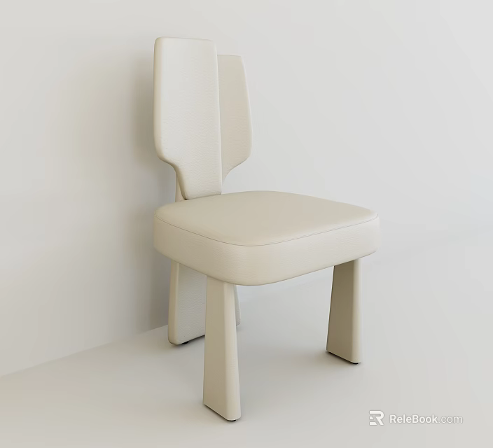 Modern Minimalist Single Chair With Light Beige Upholstered Seat And Backrest 3d model 
