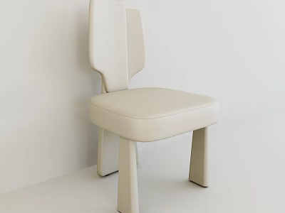 Modern Minimalist Single Chair With Light Beige Upholstered Seat And Backrest 3d model