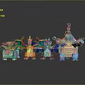 Colorful Block Style Game and Movie Characters Featuring Dragons Robots and Unique 3D Designs