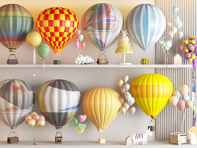 Modern Hot Air Balloon Combination Celebration Balloon Hot Air Balloon Meichen Birthday Balloon Meichen Birthday Tree Flying Vehicle Commercial Landscape Balloon Meichen Balloon 3d model