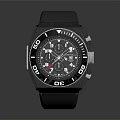 Black Sport Watch with Chronograph Dial and White Red Markers