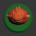 Cute Child Figure With Red Hair And Red Dress Standing On Green Base