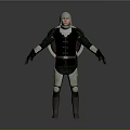 Armored Fantasy Character With Green Silver Armor And Helmet Standing Pose