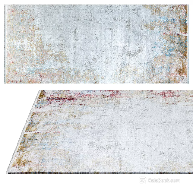 Vintage Style Square Rug With Soft Tones And Textures 3d model