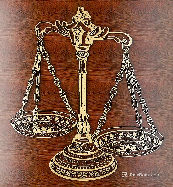 Intricate Carved Scales With Ornate Plates Chains And Wooden Background 3d model 
