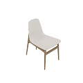 Modern Dining Chair With Wooden Frame And Beige Fabric Upholstered Comfortable Seat