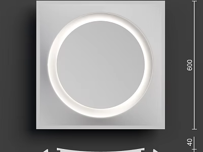 Modern Wall Decorative Panel With Square Frame And Circular Illuminated Center 3d model