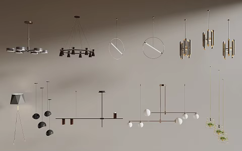 Modern Minimalist Restaurant Chandelier Bar Chandelier Art Chandelier Combination 3d model