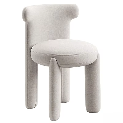 Modern Light Gray Upholstered Accent Chair With Curved Legs And Rounded Back Design 3d model