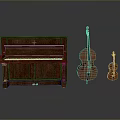 Classical Wooden Musical Instruments Including Piano Double Bass And Violin