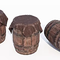 Rustic Wooden Barrel Decorative Ornament Set with Cloth Covers for Home Interior Decoration