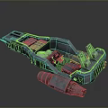 Sci Fi Vehicle Interior With Control Panels Seats And Engine Design 3d model