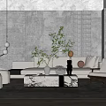 Quiet sofa tea table combination 3d model