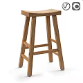 Solid Wood Bar Stool With Simple Design And Cross Support Legs For Kitchen Use 3d model