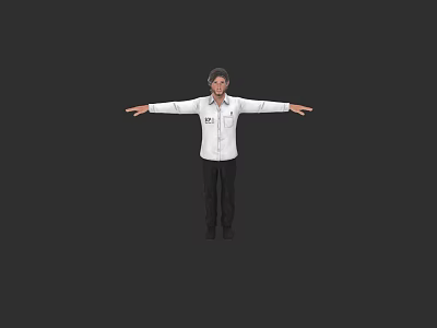Game Movie Character In White Shirt Black Pants With Arms Outstretched Dark Background 3d model
