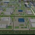 Modern Industrial Factory Complex Layout With Multiple Buildings And Green Spaces