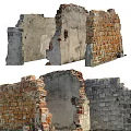 Weathered Building Exterior Wall With Mixed Brick Materials And Vintage Texture