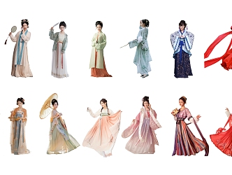 Modern Antique Characters Hanfu Women Antique Women Tang and Song Dynasty Hanfu Ancient Costume Characters Photo Pushcard Clothing Online Red Hanfu Ancient Characters Ancient Women 3d model