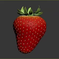 Fresh Red Strawberry With Green Leaves And Seeded Surface On Dark Background