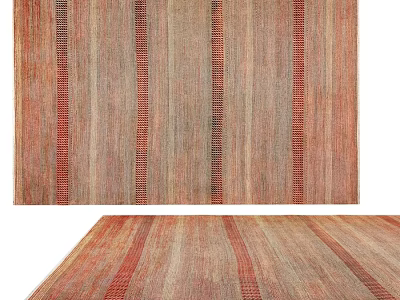 Woven Square Carpet Featuring Striped Pattern And Warm Earth Tones For Home Decor 3d model