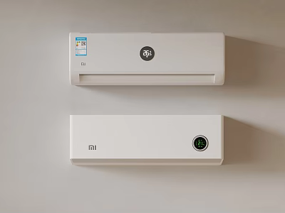 PH and Xiaomi Wall Mounted White Electrical Appliances with Brand Logos 3d model