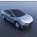 Silver Aerodynamic Electric Car with Modern Sleek Body Styling Futuristic Front Face and Alloy Wheels