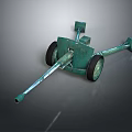 Ancient Green Cannon Weapon With Wheels And Long Metal Barrel