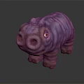 Playful Purple Hippo Character Sculpture with Yellow Eyes and Artistic Design