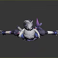 Game and Movie Character With White Hair Rabbit Ear Headwear Blue White Outfit Mechanical Elements