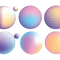 Set of Circular Wall Decor with Pastel Gradient and Textured Patterns
