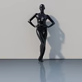 Black Human Sculpture in Standing Pose with Smooth Surface and Gray Background 3d model