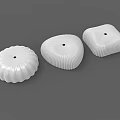 White Pleated Decorative Objects In Various Shapes With Central Hole Design 3d model