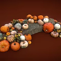 Various Colorful Pumpkins And Gourds Piled On Deep Red Background