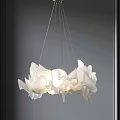 White Petal Shaped Modern Chandelier Hanging In Contemporary Interior Space