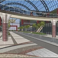 Spacious Shopping Mall Lobby Featuring Glass Dome Walkway Palm Trees Fountains And Dior Storefronts