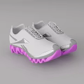 White and Pink Sports Shoes with Wavy Pink Soles and Stylish Logo Design