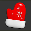 Red Winter Mitten With White Snowflake Patterns Fashionable Warm Clothing Accessory 3d model
