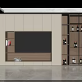 Modern Living Room Wine Cabinet Design With Glass Doors Built In Shelves And TV Wall
