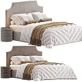 Cozy Bedroom Bed With White And Brown Bedding Soft Quilt Pillows And Headboard