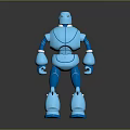 Blue Robot 3D Model Design With Shiny Surface And Stylized Joints Toy Figurine
