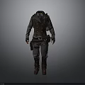 Steampunk Workwear Costume Design with Buttoned Coat Belt and Backpack Gear
