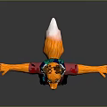 Game Movie Fox Character With Orange Face Brown Ears Red Shirt Green Pants Black Boots