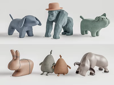 Modern stool animal seat child seat animal ornaments 3d model