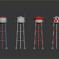 Colorful Water Tower 3D Models Featuring Metal Frame And Support Base